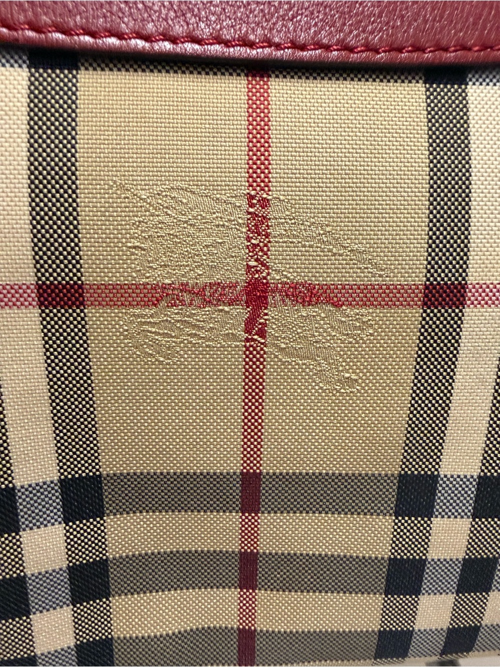 Burberry Beige Check Crossbody with Red Trim - Picture 3 of 16
